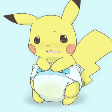 Diaper person in Pikachu -tshirt
