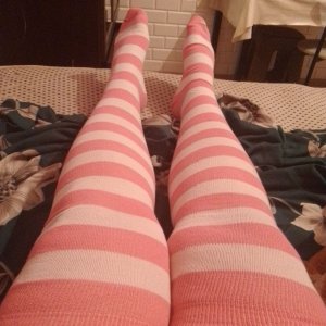 Striped bubblegum stockings